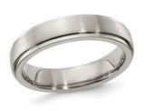 Ladies or Men's Titanium Brushed Step-Edge Band Ring (5mm)
